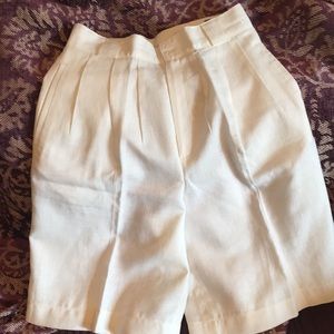 White linen shorts